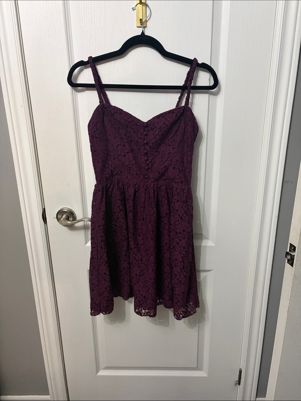 Talula Lace A-Line Spaghetti-Strap Dress in Plum